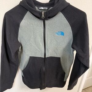 The North Face Kids' Hoodie in Black and Gray with Blue Logo
